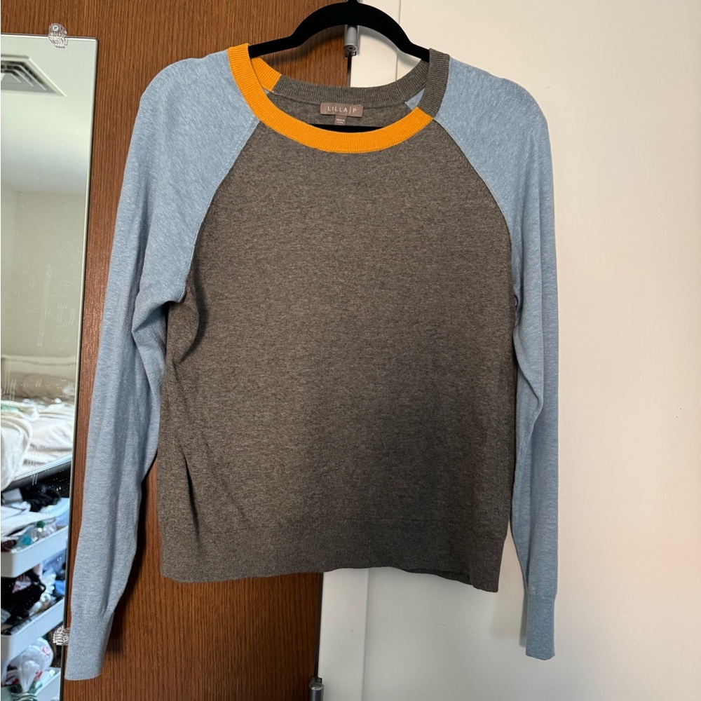 Colorblock Sweater with Blue and Yellow Accents